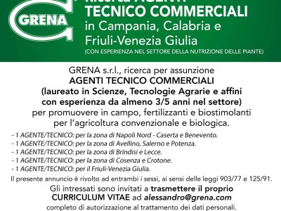 ARBEITEN SIE MIT UNS! Grena srl ​​​​Suche nach TECHNISCHEN HANDELSVERMITTLERN