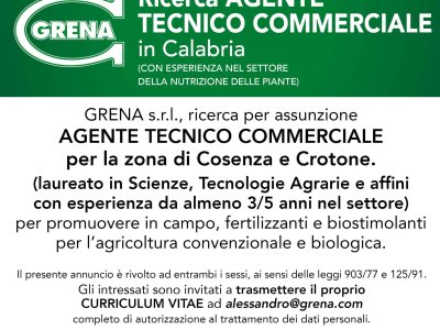 Work with us! Grena Srl Research Commercial Technical Agent in